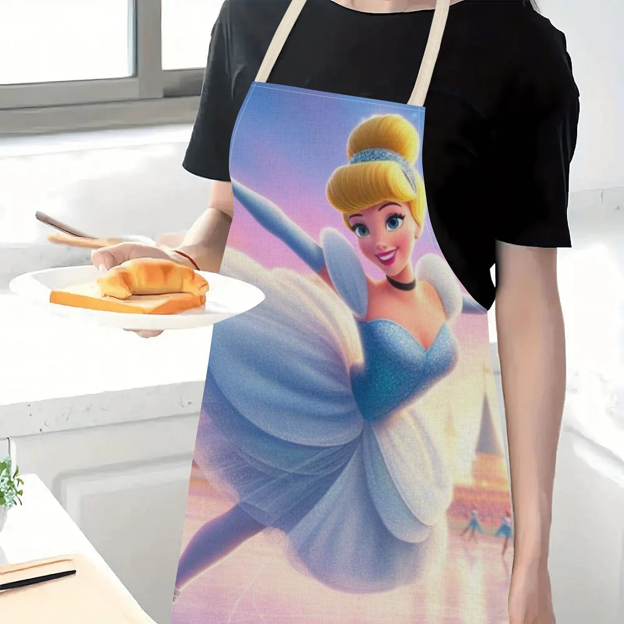 disney   waterproof apron - vibrant cartoon print,   polyester, ideal for home, restaurants, cafes & more - stylish &   with adjustable neck strap details 4