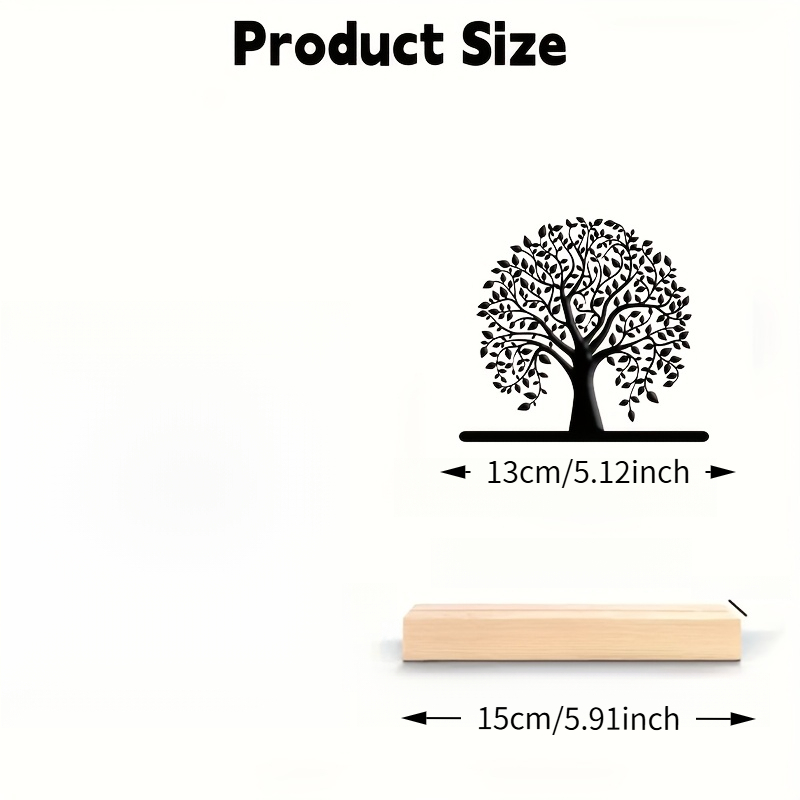 TEMU 2d Flat, 1pc Tree Of Life Ornament - Modern Abstract Acrylic Tabletop Decor With Wood Base Suitable For / Use, Elegant Tree Of Life Statue For