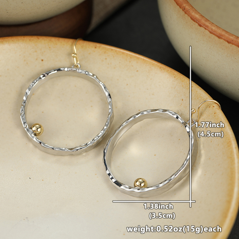Hand Hammered Circular Dangle Earrings for Women