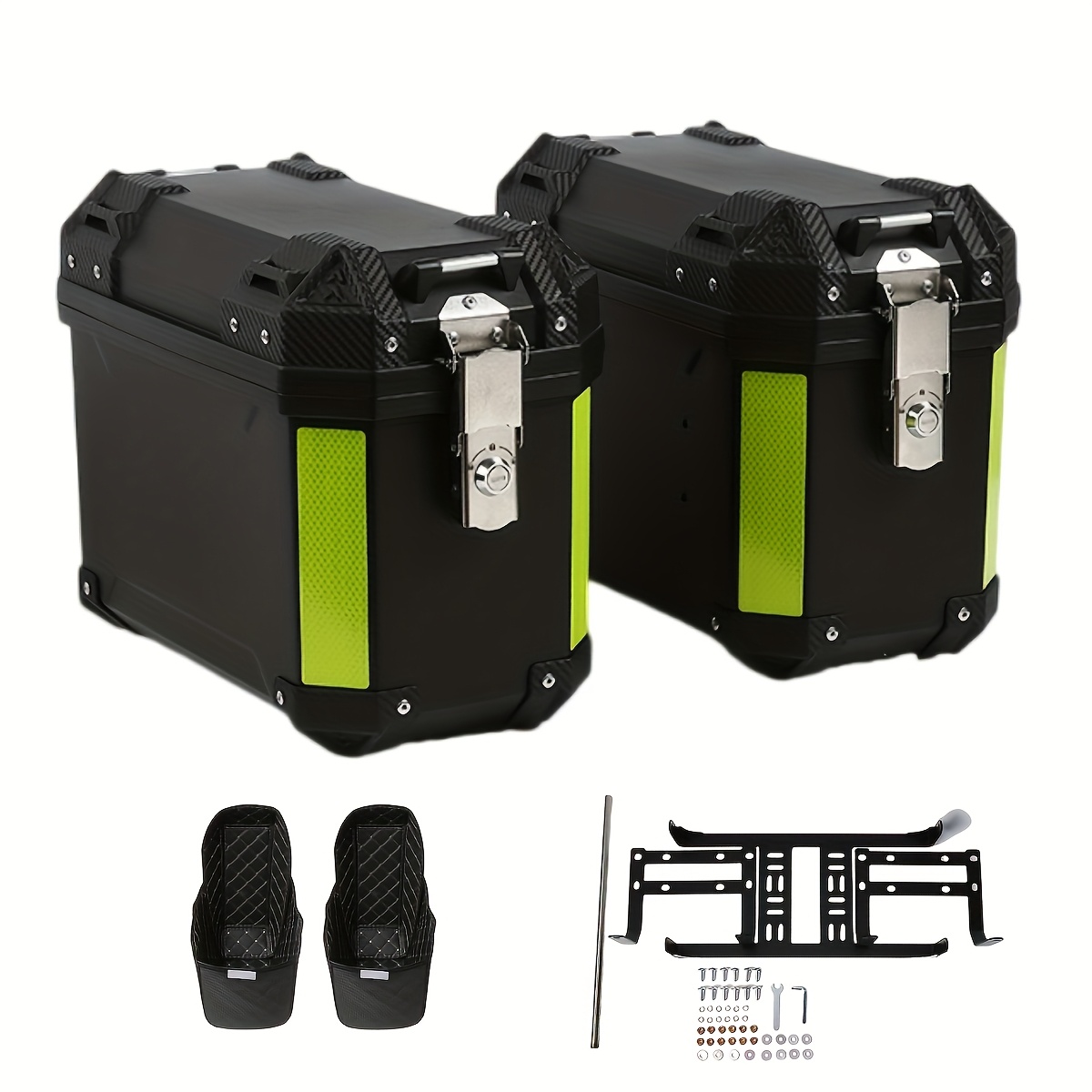 TEMU Upgraded Heavy Motorcycle Luggage, 2pcs Set, Capacity 30.02 - Made Of Anti-impact Abs Material, Equipped With Removable Straps, Sturdy Design,