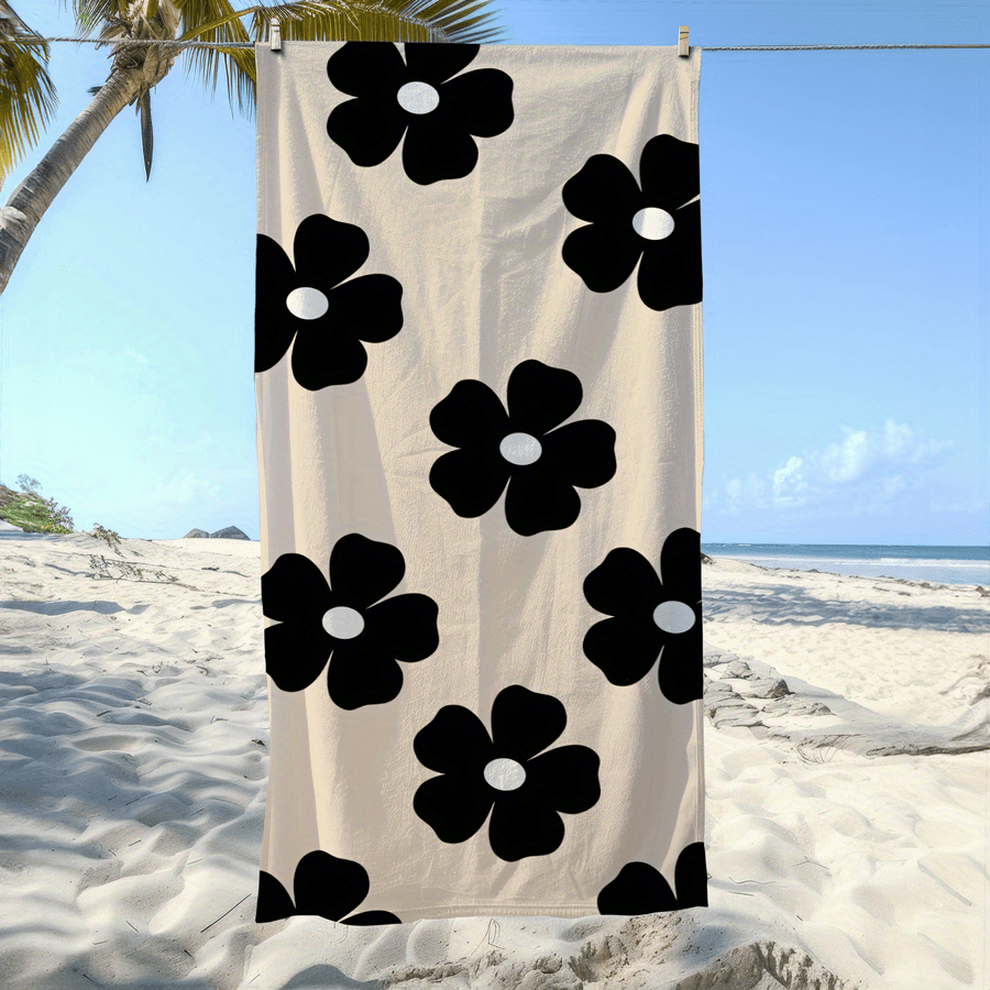 TEMU 1 Toalla de playa ultrasuave con un estampado floral, adecuada para el gimnasio, natación, viajes y relajación, con un diseño elegante