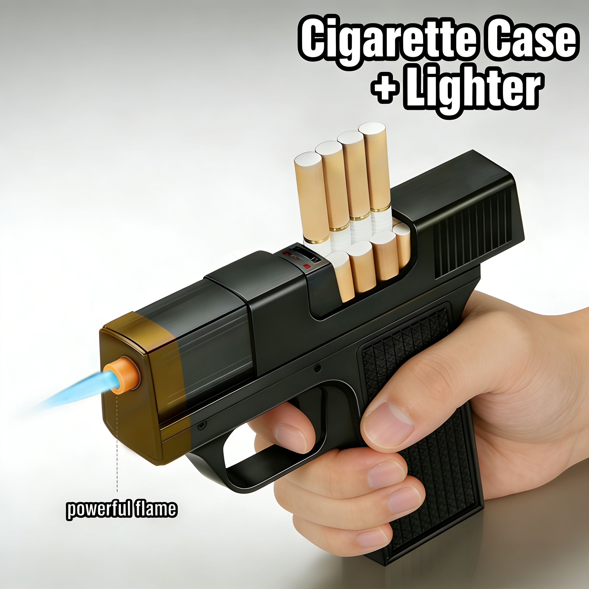(Butane Not Included)Pistol-Shaped Windproof Butane Lighters with Built-In  * * Flame, Adjustable Flame, Portable Outdoor Survival Lighters for  Camping, BBQ & Hiking-Creative Gift for Men