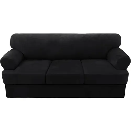 sofa cover 4pcs t cushion sofa slipcovers velvet couch cover furniture protector stretch t cushion sofa covers for 3 cushion couch with 3 individual t cushion covers washable black