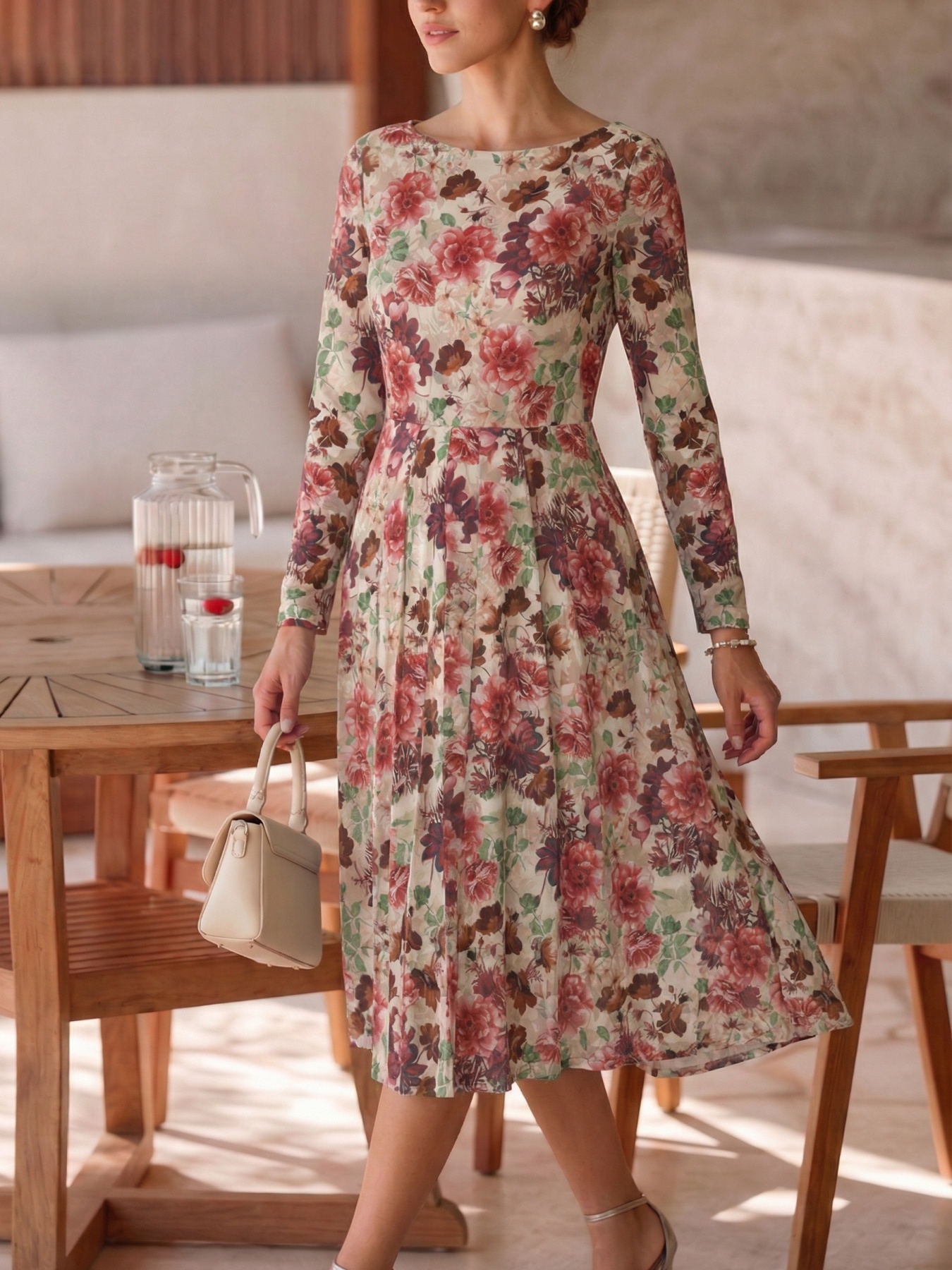 chinese dress ladies Women Long Sleeve Loose Plain Maxi Dresses with Pockets, Small main image 1