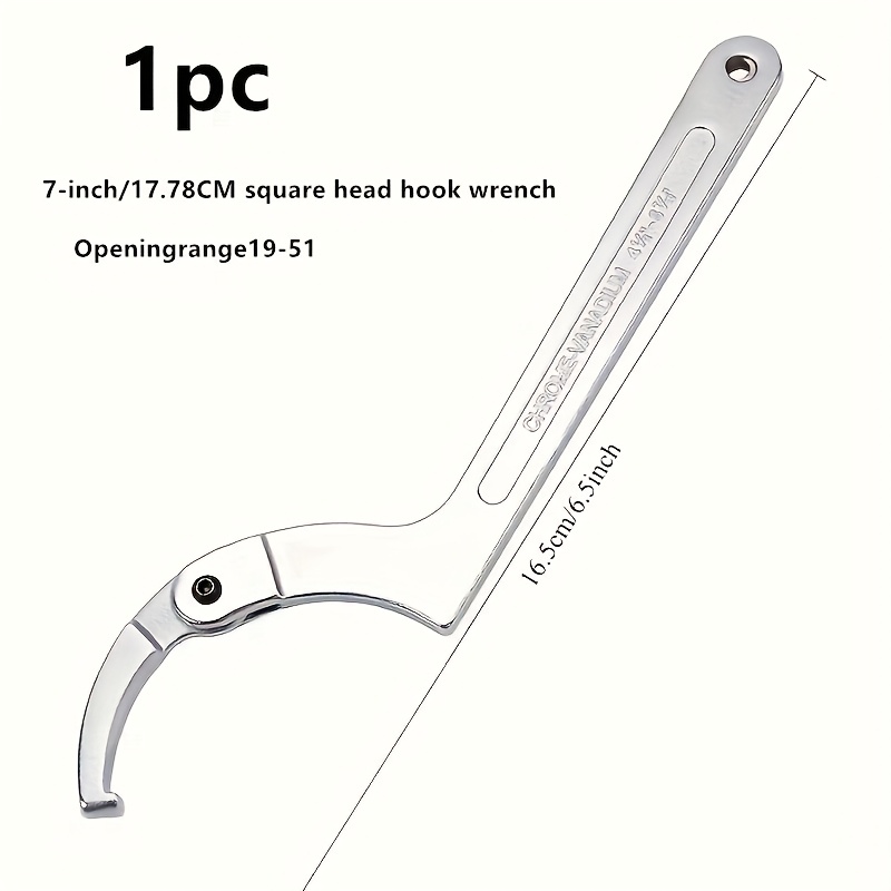 E-shop Universal Haken Schraubenschlüssel, Legierter Stahl, Verstellbares Öffnungsdesign, Geeignet für Vierkantkopf, Multifunktionales Werkzeug für