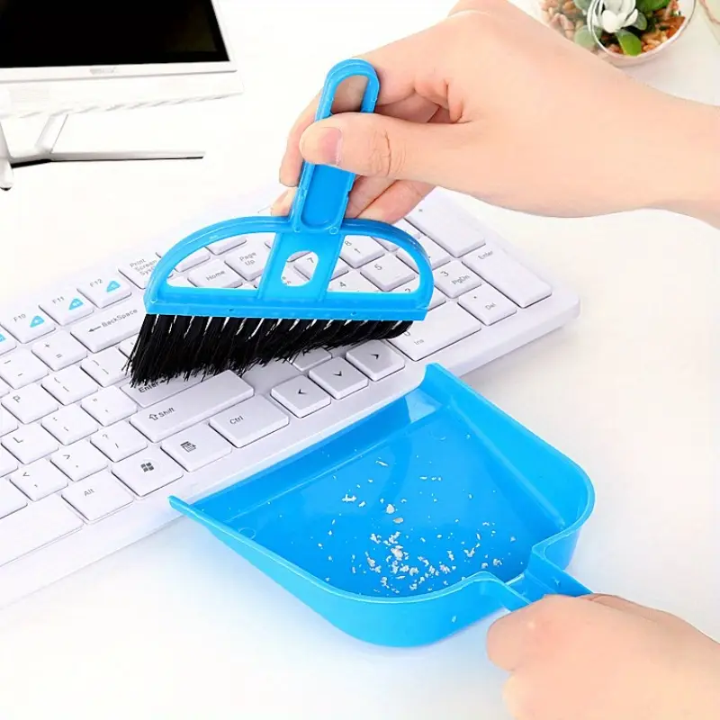 3pcs mixed color desktop broom cleaning tool handheld broom keyboard cleaning brush small broom set with dustpan computer clutter brush suitable for table and desktop cleaning Product details 6