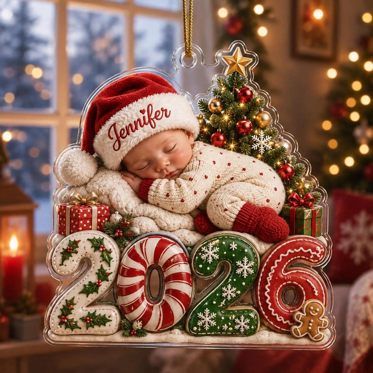 TEMU 2D Flat - [2D] Decorazione Personalizzata Natale per Neonati 2026, Ornamento Personalizzato con per Neonati, Ricordo del Natale del Bambino,