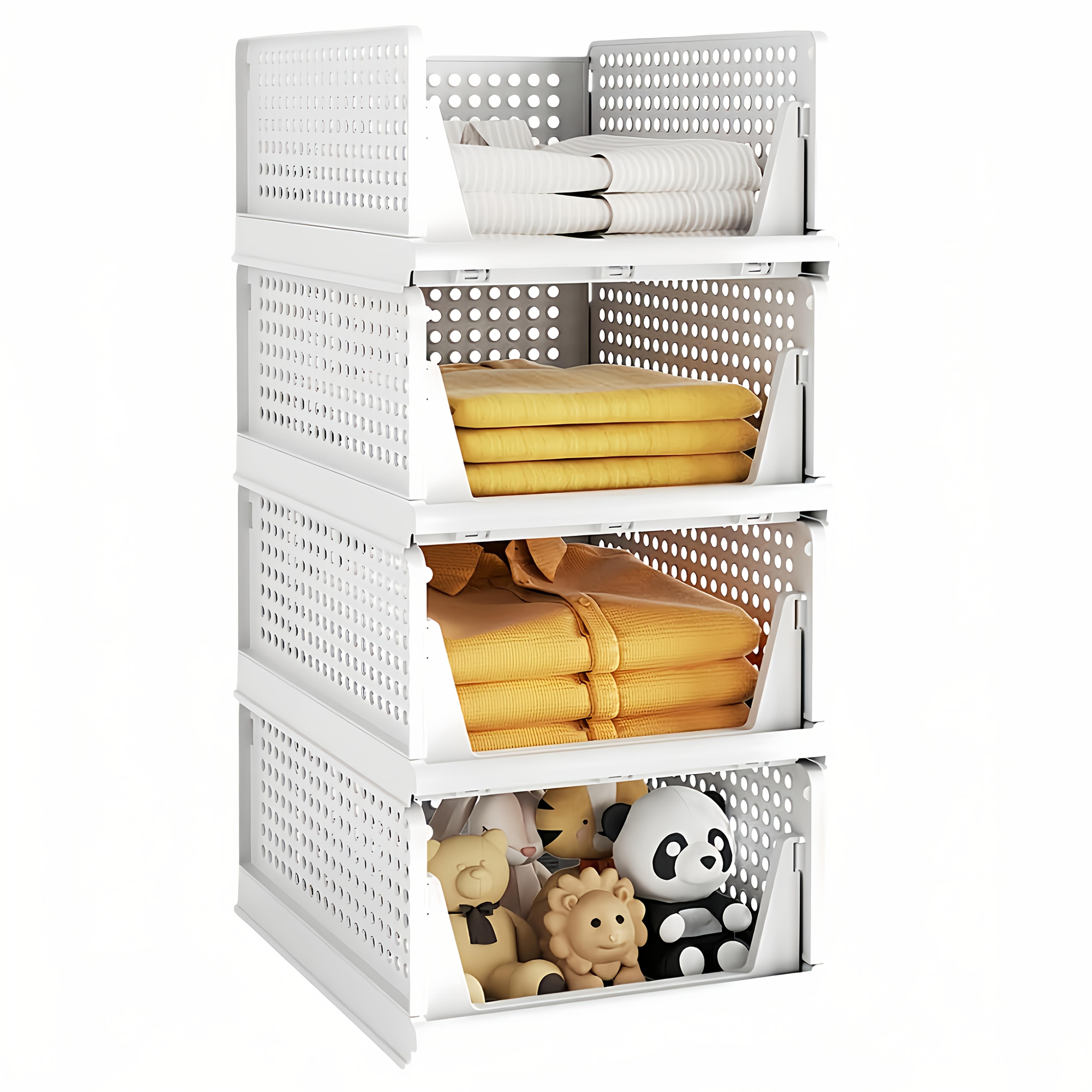 TEMU 4 Foldable Clothes Storage Baskets, Plastic Drawer Organizers For Kitchen, Bathroom And Office Wardrobes - The Perfect Labor Day . Laundry
