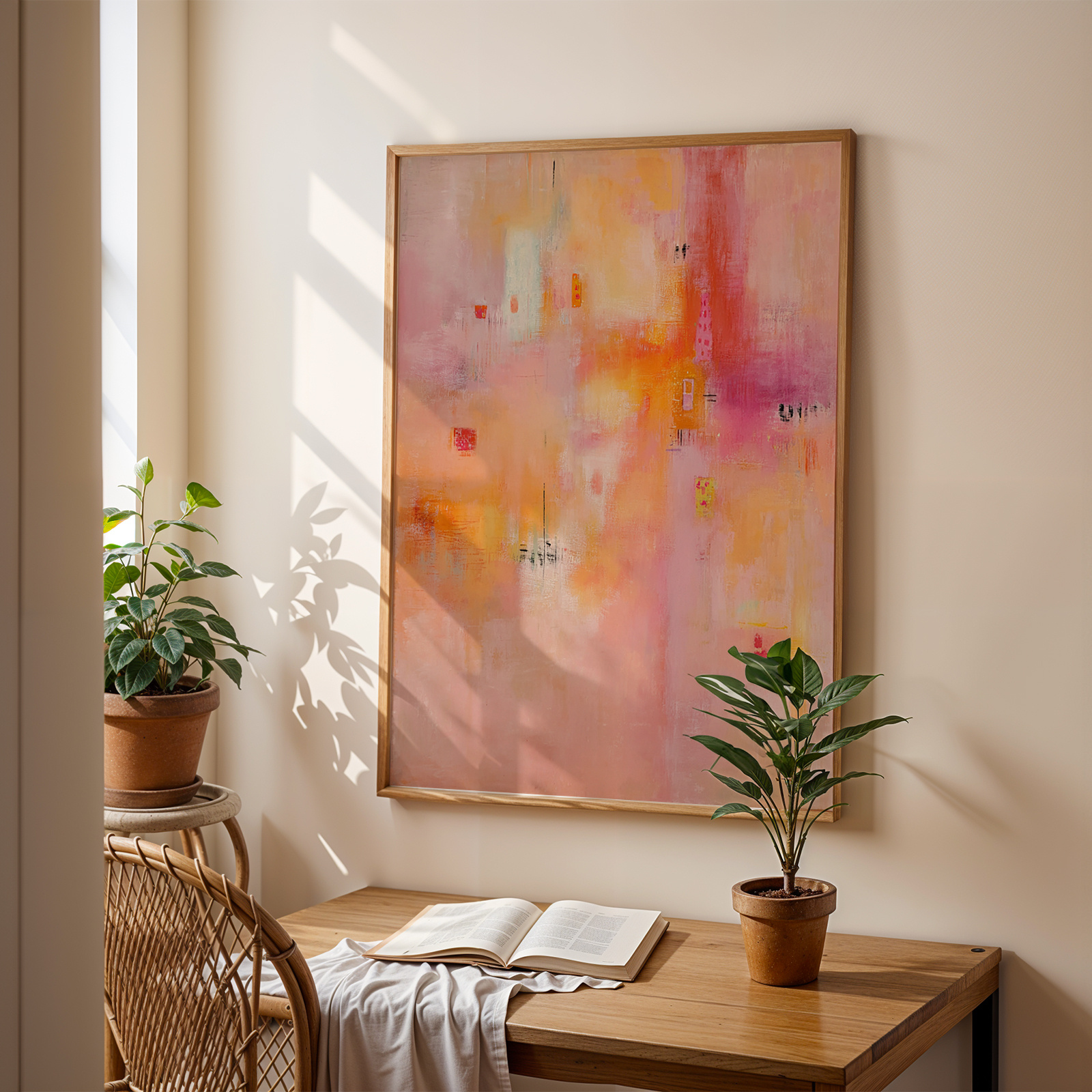 E-shop Moderne Rosa Abstrakte Wandkunst - Weiches Rosa Leinwandbild, Minimalistische Ästhetik Geeignet für Schlafzimmer & Wohnzimmer Dekor,