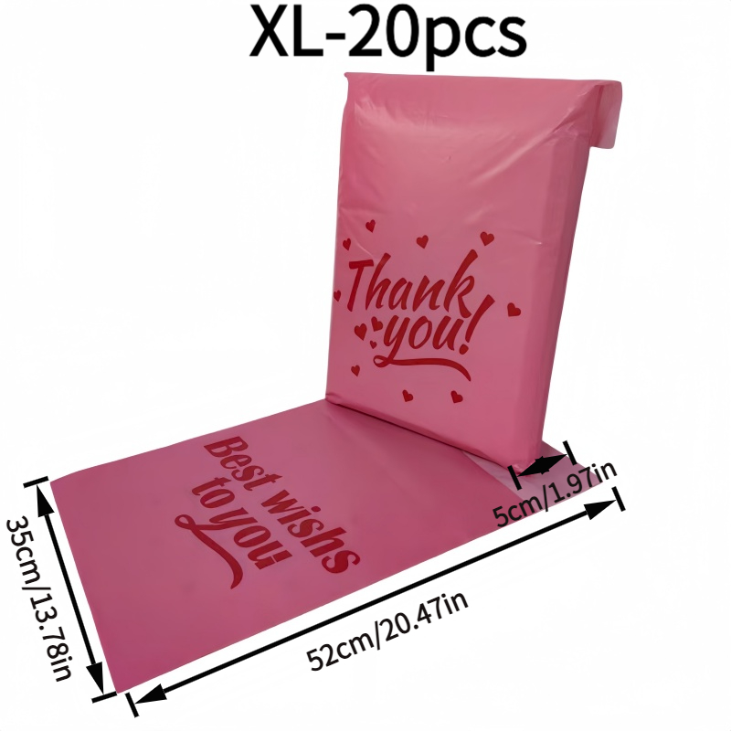 TEMU Double Sided Printed Poly Mailers 20 Pack, Thank You & Mailing Bags, Self Seal Gift Shipping Envelopes, 5 Multi Sizes