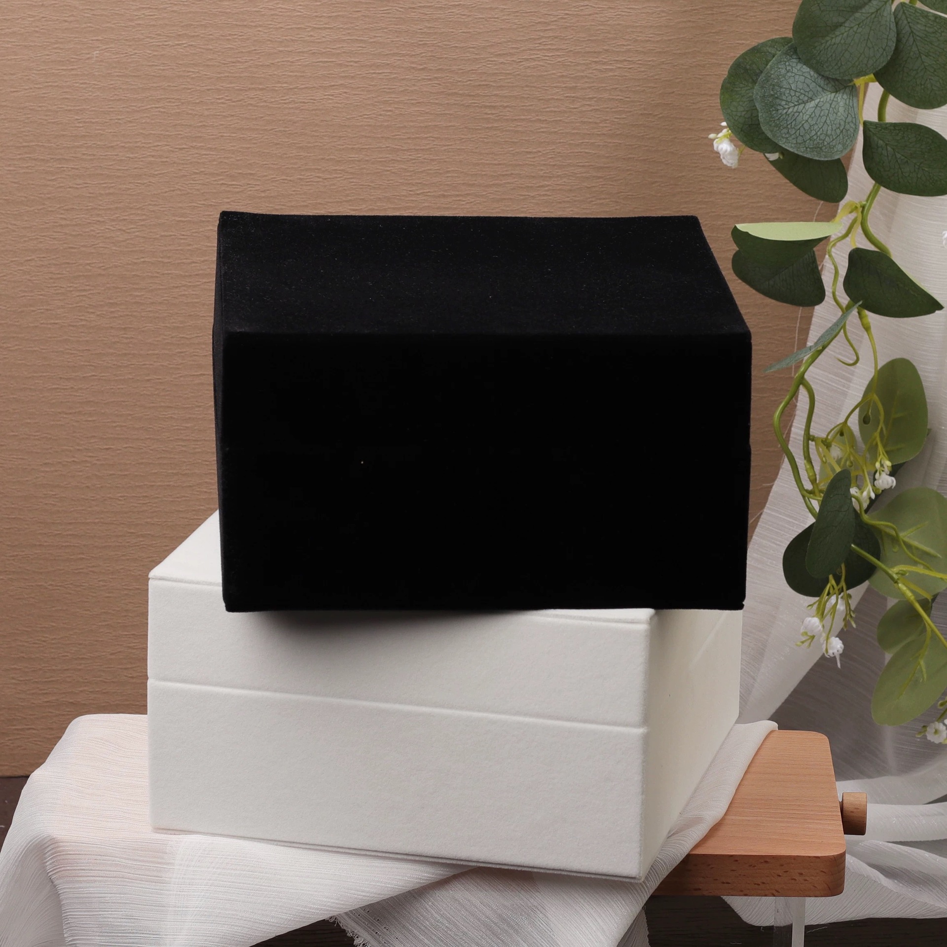 Custom Suede Velvet Flap Rectangular Gift Box, Premium Packaging