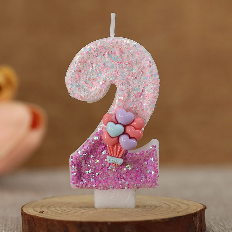 Image of Creative Handmade Number Candle 0-9 Birthday Candle Party Cake Decoration Glitter Balloon Accessories Decorative Candle