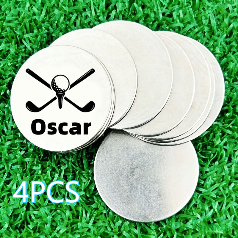 TEMU Accesorio marcador de pelota de de metal plateado personalizado con texto grabado con láser para esposo, hombres, aniversario, Día de San
