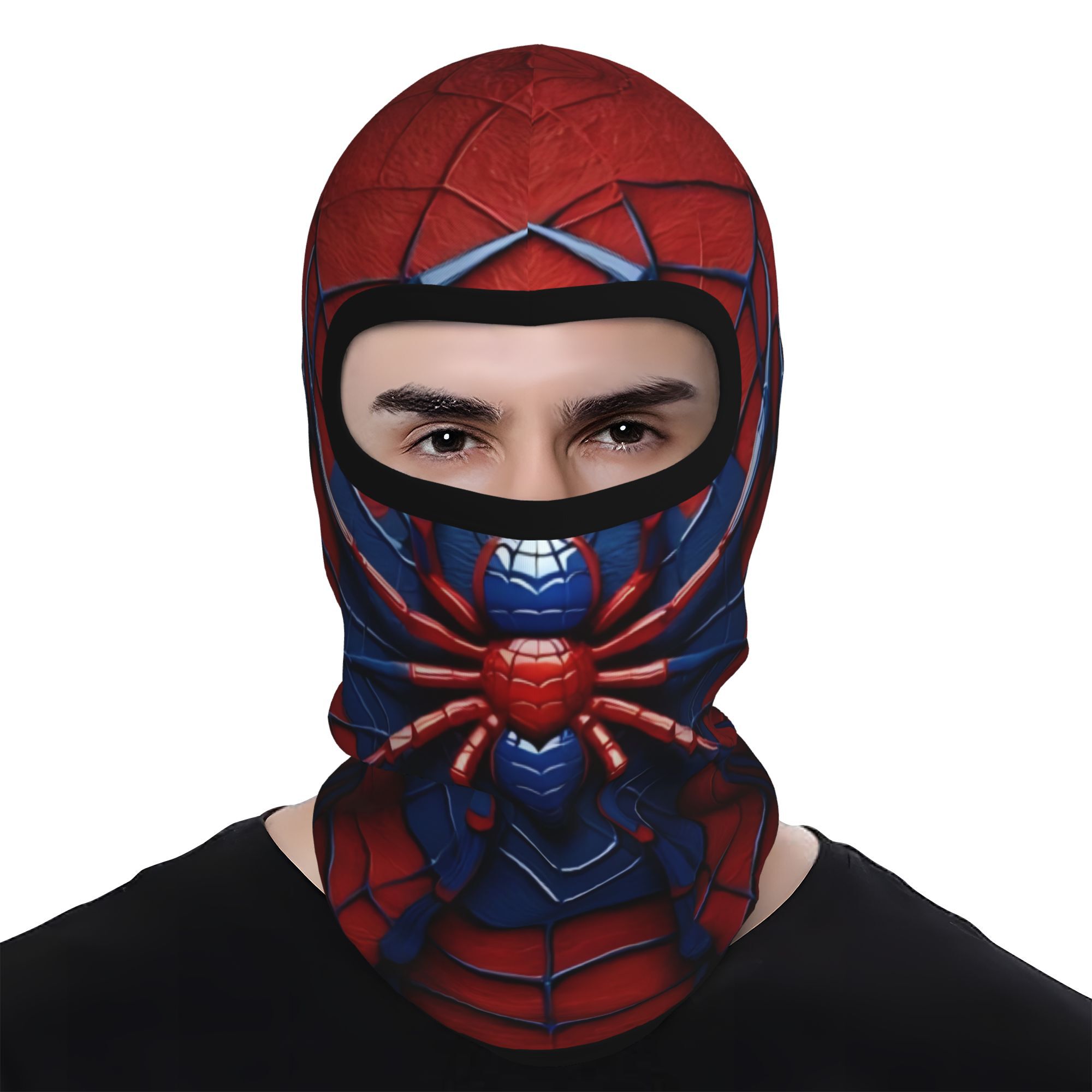 TEMU 2d Flat 1pc Red Blue Spider Face Mask Full Coverage Windproof Breathable Face Mask For Cycling Halloween Lightweight And Durable Ideal For