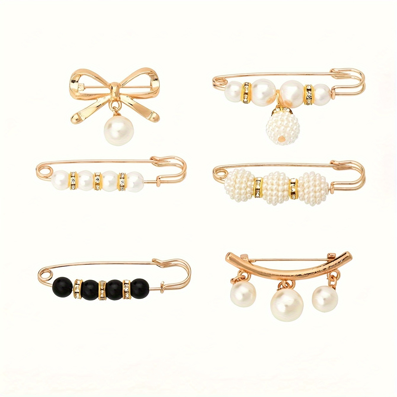 6 Elegant Pearl Brooch Waist Adjuster Suit-Mixed Color