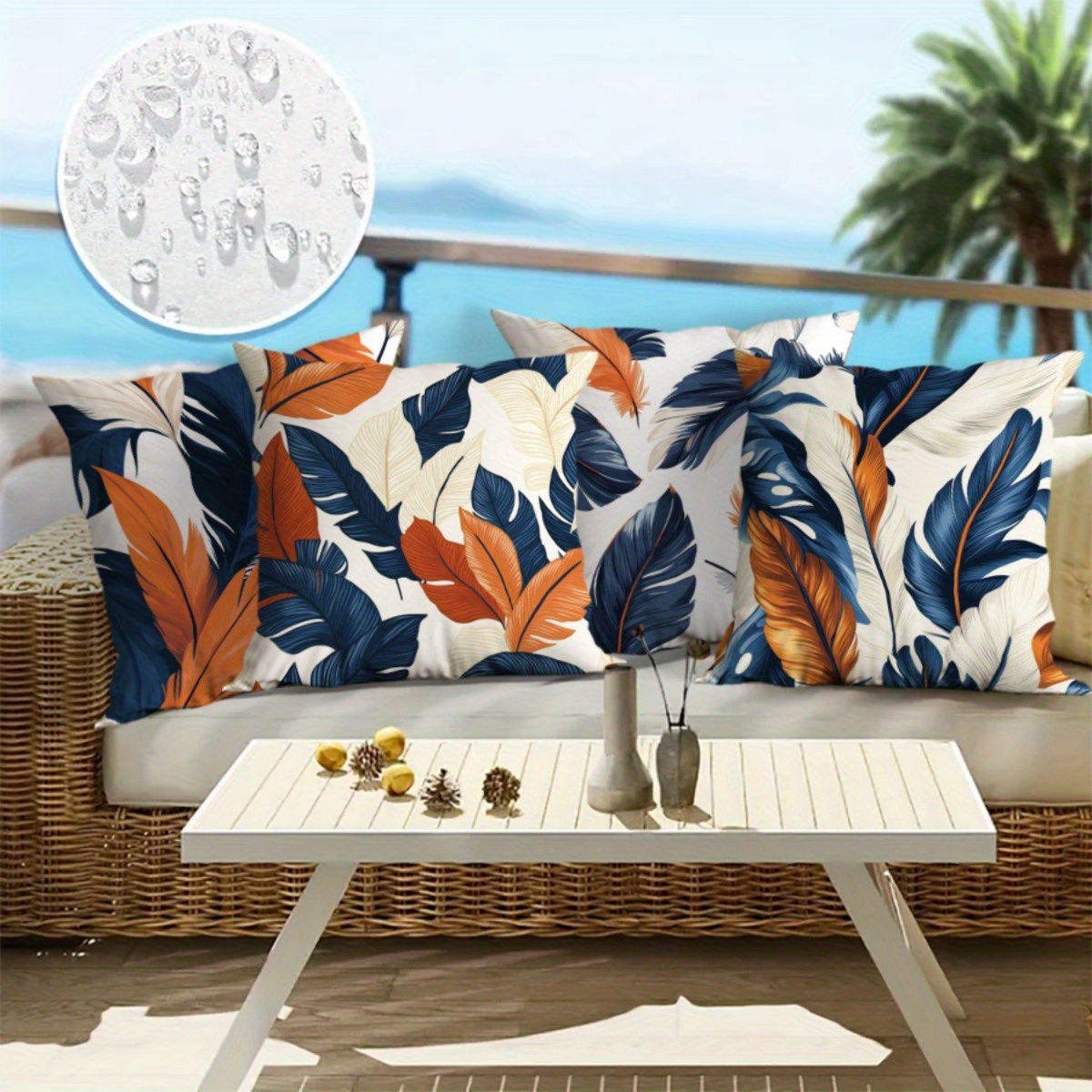 tropical floral ocean print waterproof outdoor cushion Temu