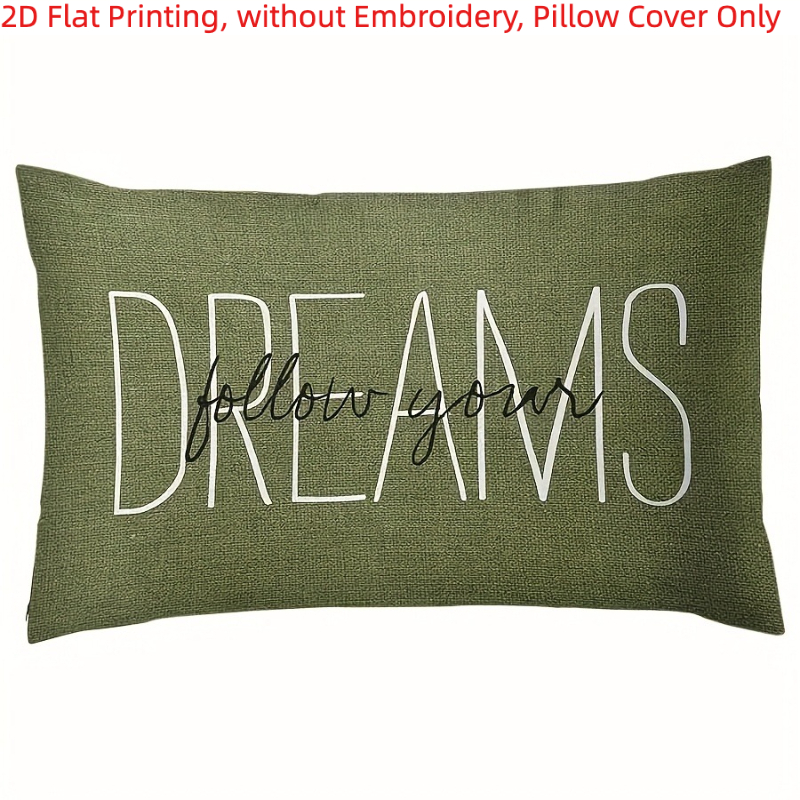 TEMU 1pc, 2d Flat Printing, Original Olive Green Pillowcase With ' Your ' Design, Decorative Pillowcase, Single-sided Printing, Without Embroidery,