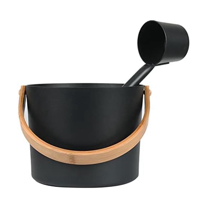 Image of Finnish Sauna Aluminum Bucket And Long-handled Spoon Set | Ideal For Bathroom And Sauna Steam Room Accessories