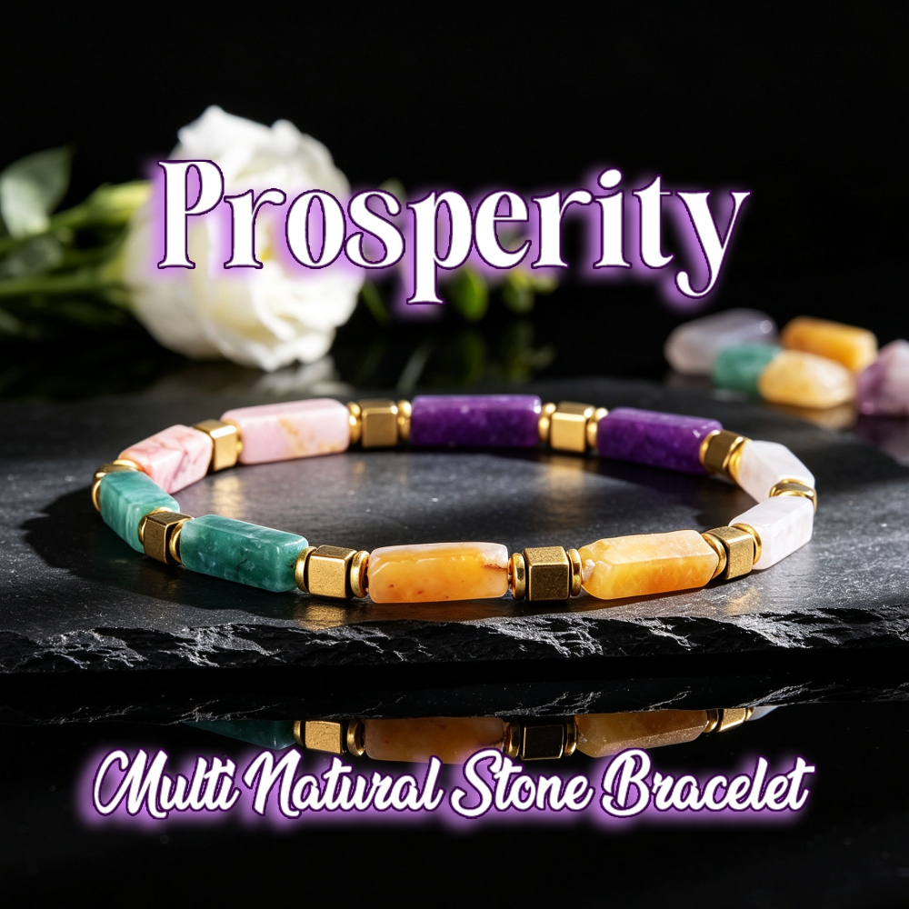 TEMU Rectangular Natural Stone Stretch And Wealth Bracelet, Bohemian Style Beaded Bracelet, Unisex Daily Versatile Stackable Jewelry Gift