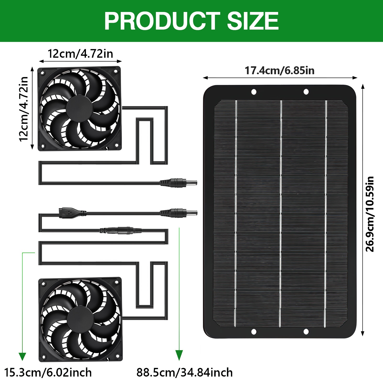 TEMU 15w Solar Exhaust Fans For Chicken Coop, 3500rpm High-velocity Solar Panel Kit With Dual Fan, Ip65 Waterproof Auto On/ Ventilation Solar Power