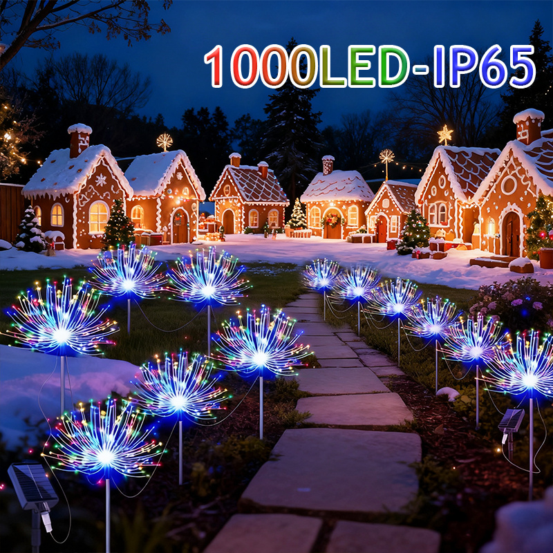 TEMU [buy 6 Get 6 Free] Solar Garden Firework Lights - Solar Outdoor Lights, Ip65 Waterproof, 8 Copper Ground Spikes, Ideal For Outdoor Garden And