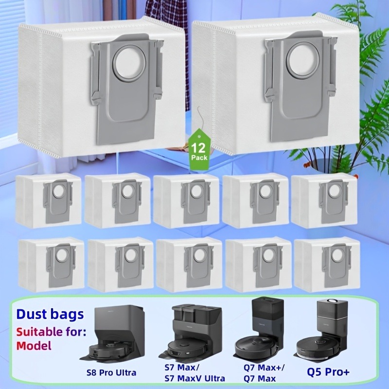 TEMU 12pcs Vacuum Cleaner Dust Bags For Q5, Q5 Pro+, Q8 Max, Q8 Max+, Q7 Max+, , S8 Max, S8 Maxv, S8+, S8, S7 Max, S7 Maxv Ultra Vacuum Cleaners -