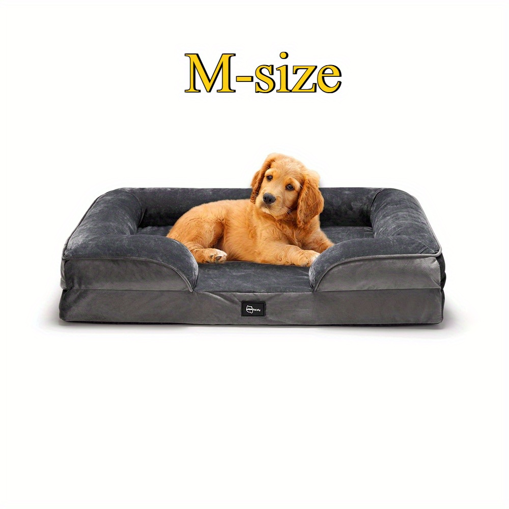 TEMU Dog Bed With Sides, Orthopedic Dog Sofa Bed For Medium Large Dogs, Ultra Cozy Pet Bed With Egg-crate Foam, Removable Washable Cover, Grey
