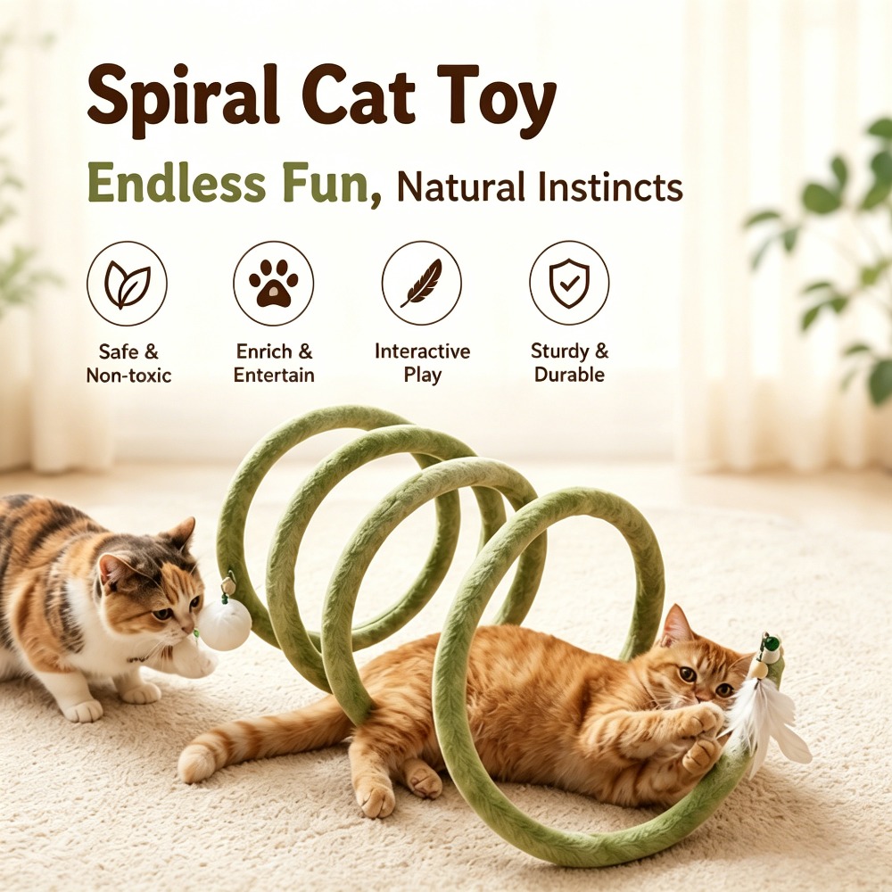 TEMU Spring Cat Tunnel Toy With Jingle Bells, Pop-up Interactive Play Tube For Indoor Cats, Self-play Boredom Kitten Toy With Crinkle Sound 2.