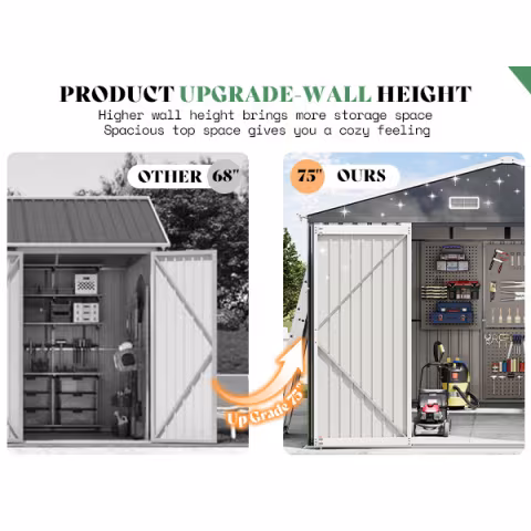 10x12x7 ft galvanized steel storage shed with 2 4 windows hinged outdoor shed for backyard garden patio Product details 1