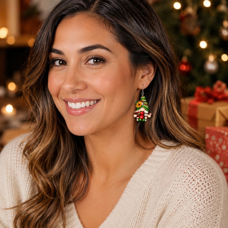 32pcs 2D Flat Women's Christmas Acrylic Hook Earring Set