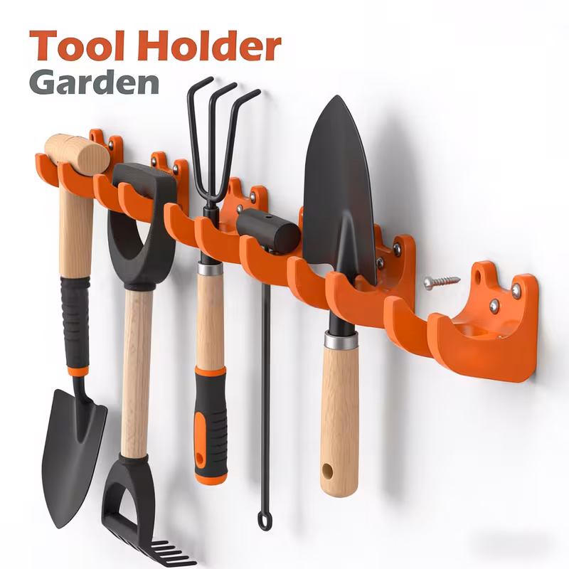 16pcs garden tool hanger 4 hangers and 12 screws compatible with long handled tools such as brooms shovels rakes hoes tool hook storage hanger with screw fixed wall mount bracket shovel storage wall mounted storage details 5