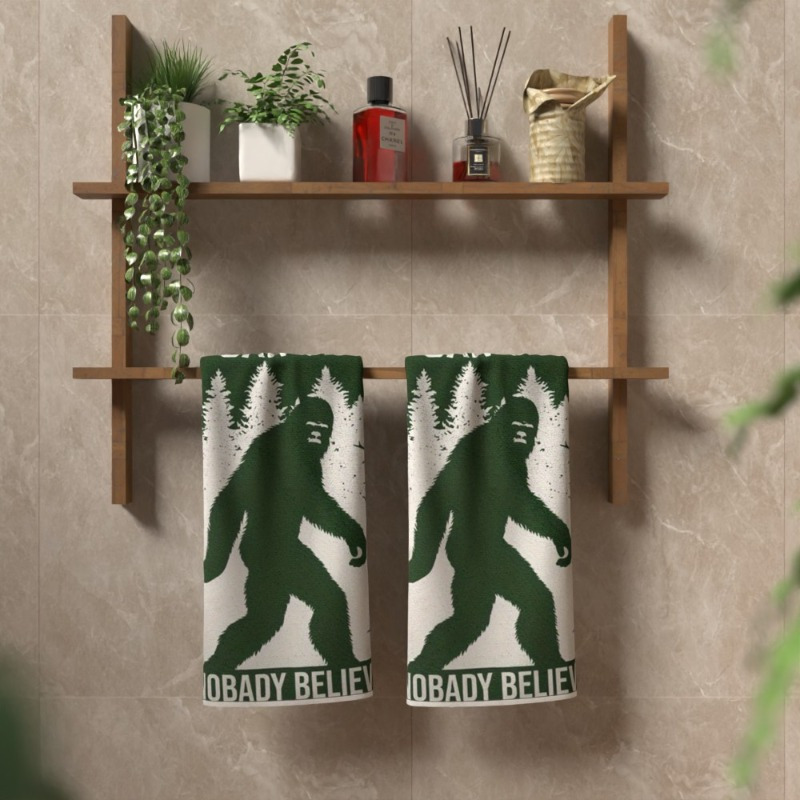 

2pcs Sasquatch Humor Kitchen & Bath Towels - 18x26" Polyester, Home