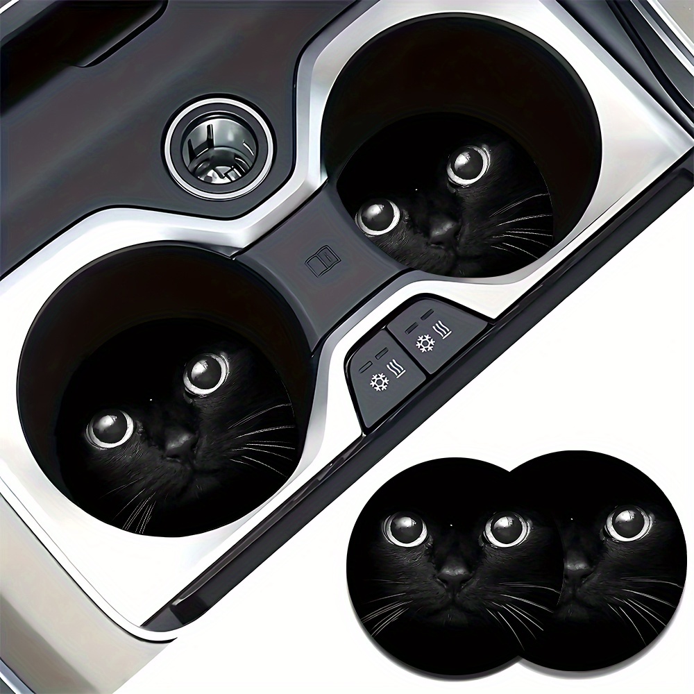 Set Of 2 Coasters Featuring A Black , Designed To Prevent Slipping And Provide Shock Resistance For Any Vehicle