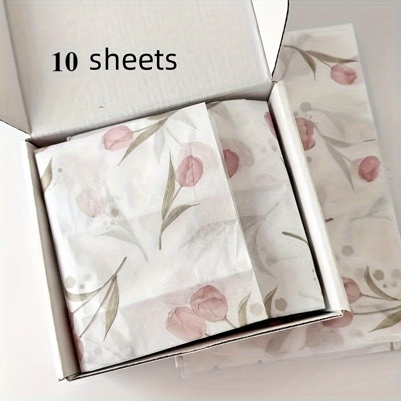 TEMU Papier de fleurs en papier de soie 10 - 20*14 pouces, motif cœur de printemps, rose, idéal pour emballage cadeau, artisanat, sacs d'emballage,
