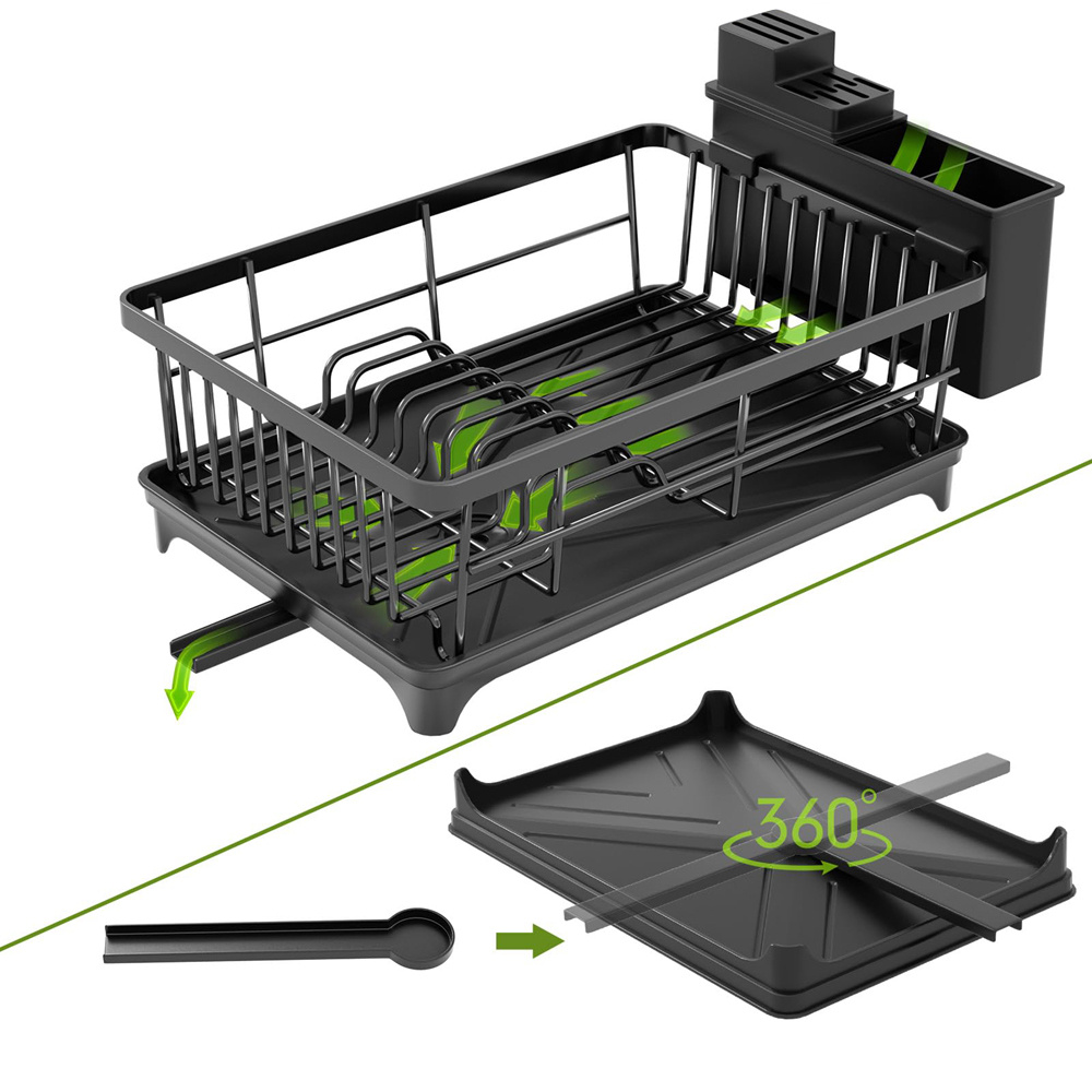 Asphalt Dish Rack Wipes, Sponges Asphalt Rack Household, Kitchen Utensils Kitchen Storage, Storage Kitchen Storage Rack Drainage Rack 360 ° Rotary Nozzle