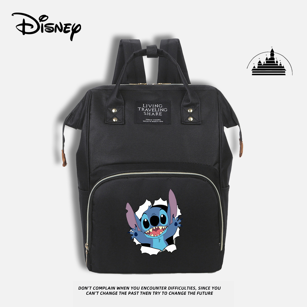 

1pc Sac à dos rétro grande Disney Stitch pour femme - Sac à dos décontracté en tissu Oxford léger avec bandoulière réglable et fermeture à glissière, sac à dos, sac à bandoulière simple