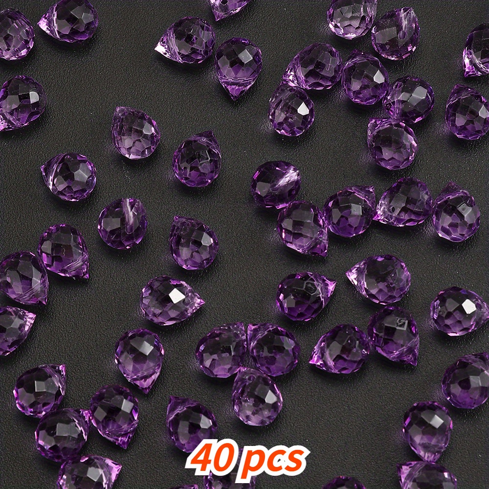 TEMU 40pcs 8x10mm Strawberry-shaped Glass Beads, Random Color Shiny Transparent Baking Varnish Straight-hole Spacer Beads For Jewelry Making Supplies