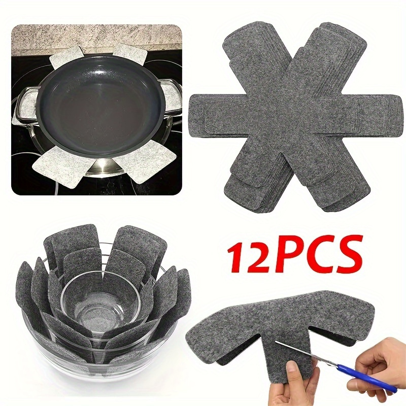 12pcs felt pot covers set multi ply heat resistant anti stick kitchen pads scratch resistant cookware tableware protectors details 0