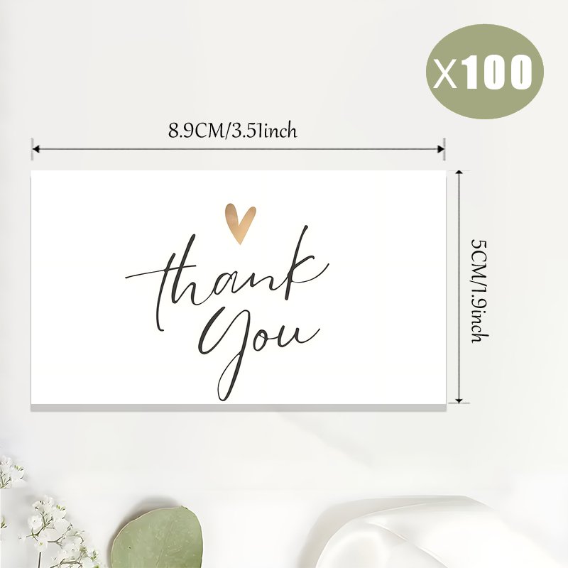 TEMU Set di 100 biglietti di con un bellissimo design a forma di cuore e una elegante font script, come e di ringraziamento in colori