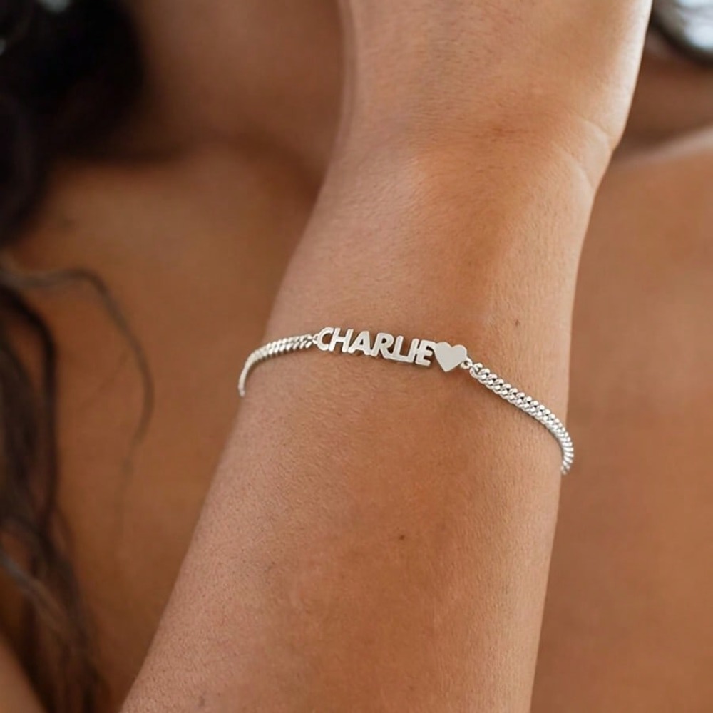 TEMU Custom Nk Bracelet - 1pc Dual-tone Golden And Silvery Personalized Name Bracelet With Stainless -shaped Tag, Customized Couple's Jewelry Gift,
