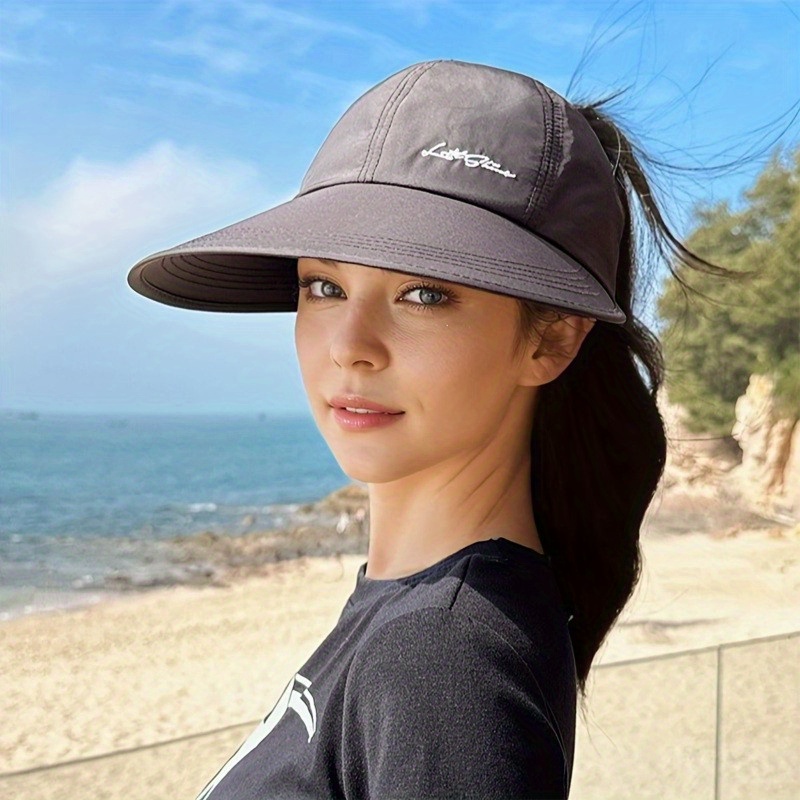 Wide Brim Sun Visor Hat with Ponytail Hole, Lightweight Packable Quick-Dry SUN CUBE Womens Sun Visor Hat, Straw Beach Hats Wide Brim UV  main image 2
