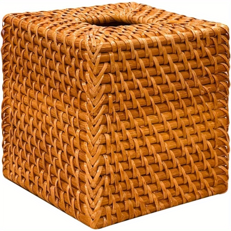 rattan tissue box holder, tissue box cover square table decoration and bathroom - 5.5 lx 5.5x 5.7 h, tissue holder bathroom, living room accessory, home decor, boho chic, natural texture,   material, durable construction, decorative organizer, interior designers,   Product details 0