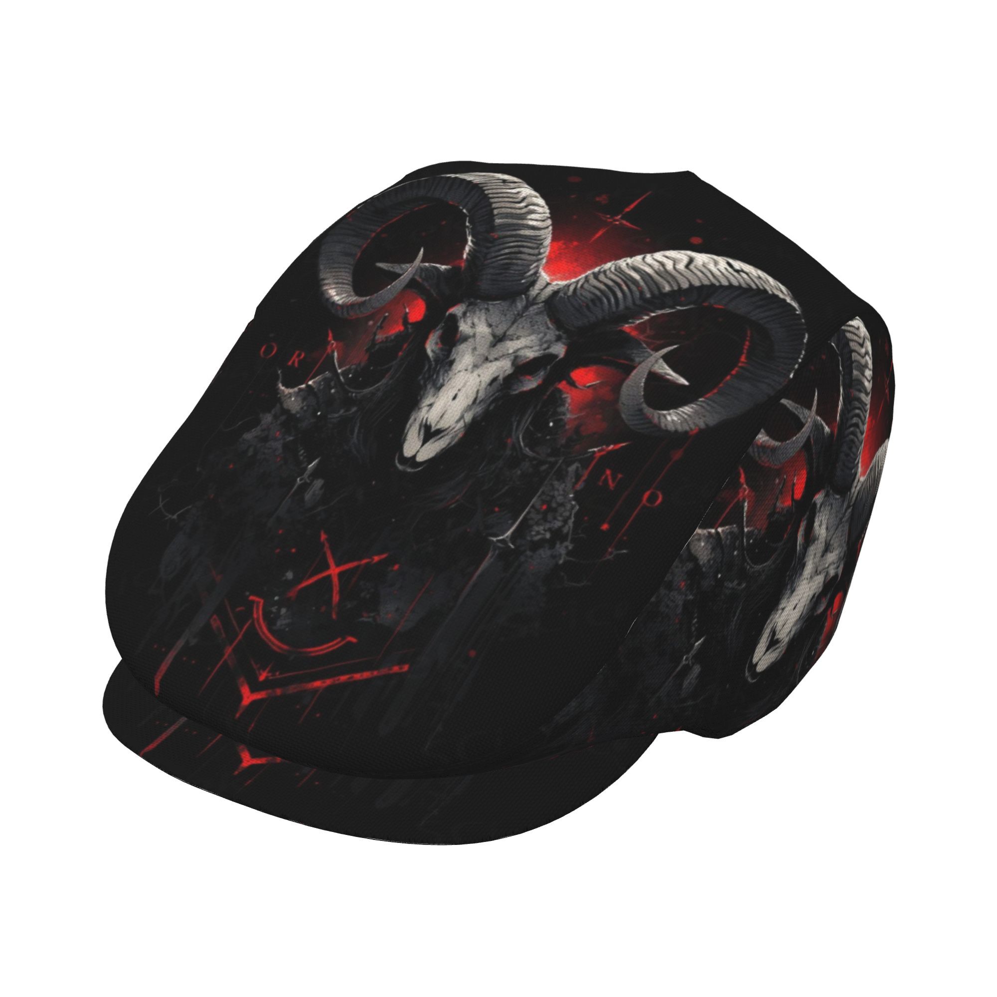 TEMU 1pc Dark Horned Baphomet Totem Print Hats For Men And Women, Newsboy Caps, Berets, Irish Hats, Driver Caps, Retro Hats, Painter Hats, Men's ,