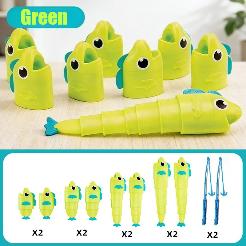 Image of Double Fishing Toy, Telescopic Fish-shaped Toy, Educational Early Game Suitable For Boys And Girls, Party Game