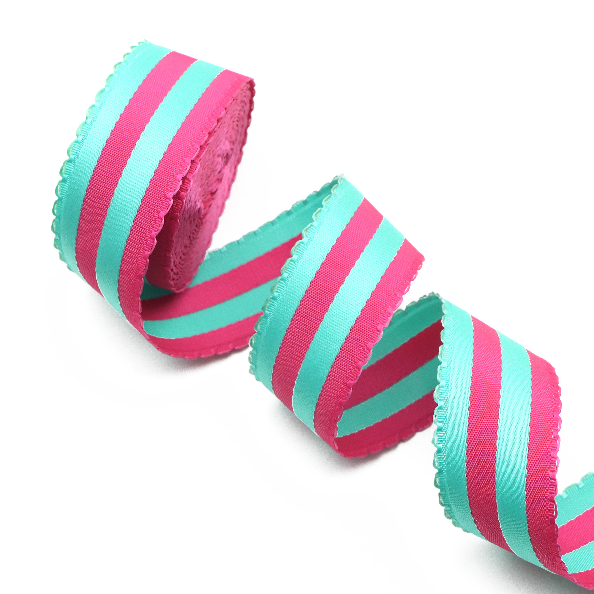 Image of 1 Roll Striped Jacquard Lace Ribbon, 1inch/25mm, Assorted Colors, For Gift Wrapping, Bouquets, Handmade Jewelry Bows, Wedding Decor, Craft Supplies - Bulk Pack