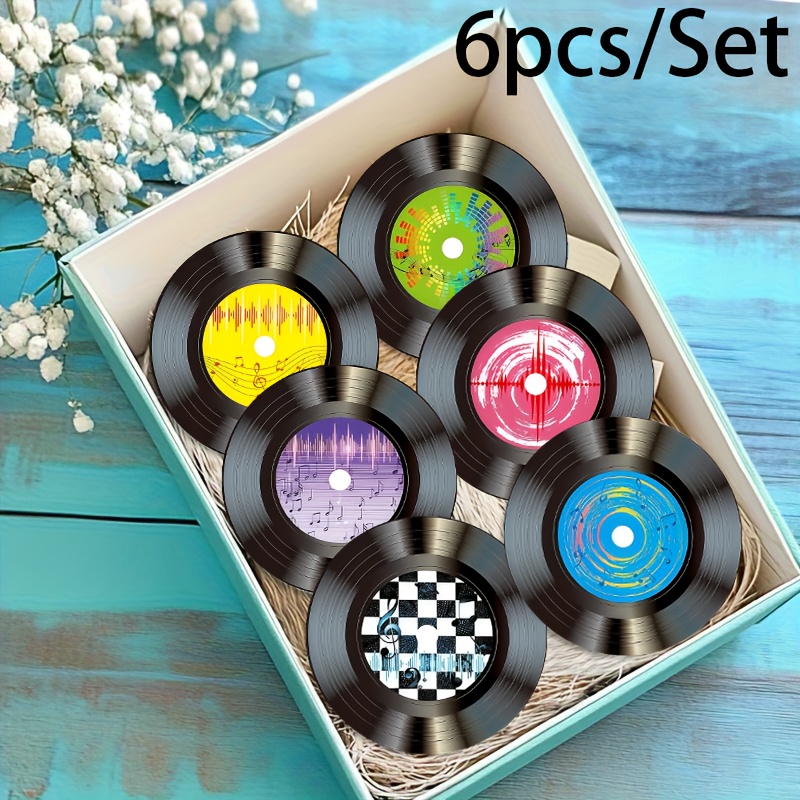 TEMU Sous-verres 2D plats en bois rétro, 6 pièces / Parfaits pour les tasses de thé / cadeau idéale pour les fêtes et les occasions spéciales