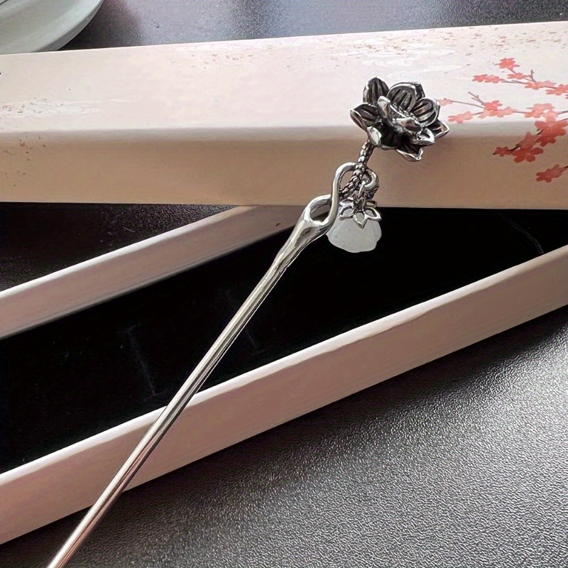 s925   for lotus flower hairpin chinese hanfu style hair sticks retro handmade hair clip hair accories for women girls long hair for lotus flower Product details 5