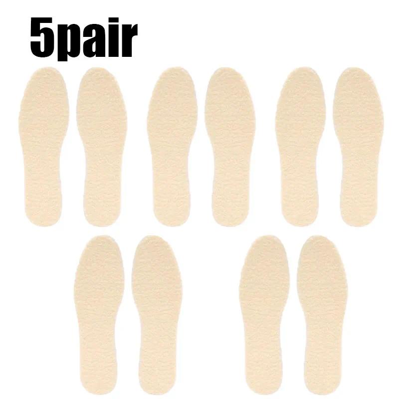 TEMU 5 Paires Nouveaux Semelles Intérieures Douces en Laine d', Coussinets de Chaussures Unisexe, Hiver, Chaudes, Épaisses, Doublure en Peluche,