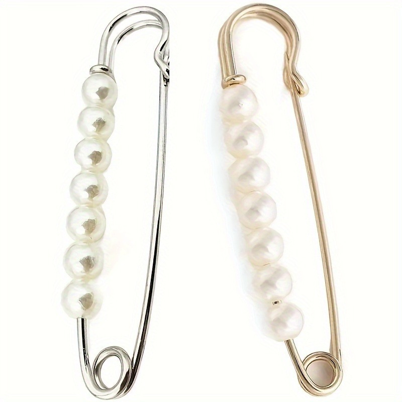 Elegant Plastic Mosaic Pearl Shawl Pin, Versatile Waist Clip, Safety Hijab Brooch, Sweater Pin, And Scarf For Women, Daily Wear