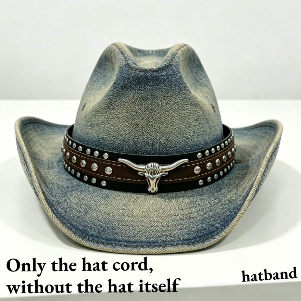 TEMU Men's Retro Pu Cowboy Decorative Hat With Adjustable Drawstring, Outdoor All-match Festival Accessory